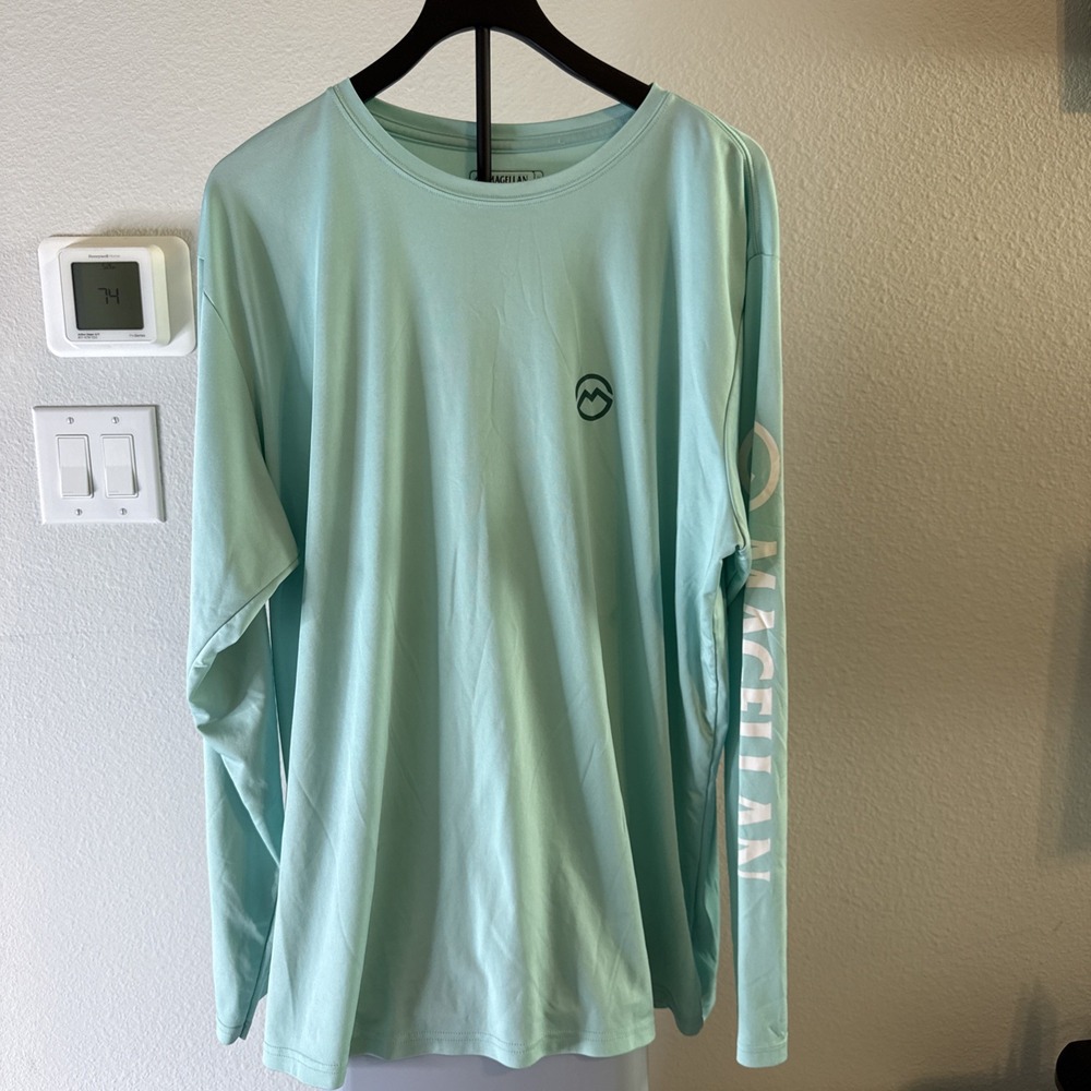 Magellan Outdoors Fish Gear Mens Mint Green MagShield Long Sleeve Shirt Size XXL